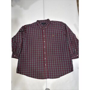 U.S Polo Assn Plaid Button Down Dress Shirt Size 4XLT  Embroidered‎ Polo Logo